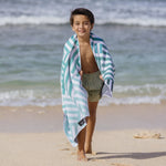 Mint Relaxation - Strandtuch für Kinder - schadstofffrei, schnelltrocknend  & sanft zur Haut (140cm x 70cm) - WOODSANDWAVES