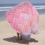 Pink Relaxation - Stranddecke XXL - 180cm x 160cm - leicht, kompakt & sandabweisend - WOODSANDWAVES