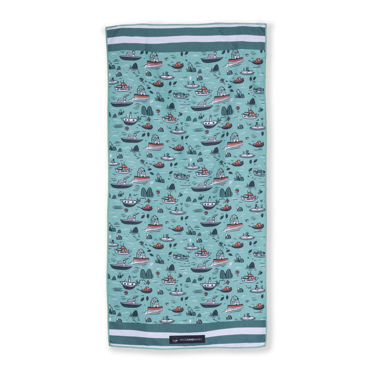 Ship Ahoy - Strandtuch für Kinder - schadstofffrei, schnelltrocknend & sanft zur Haut (140cm x 70cm) - WOODSANDWAVES