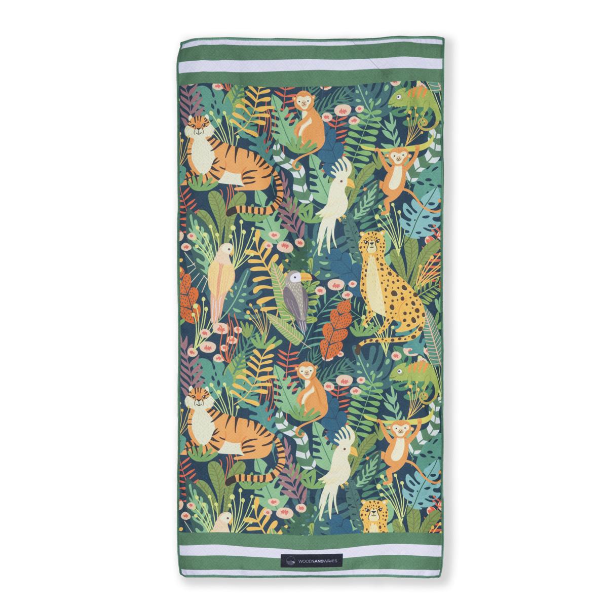 Jungle Tales - Strandtuch für Kinder - schadstofffrei, schnelltrocknend & sanft zur Haut (140cm x 70cm) - WOODSANDWAVES
