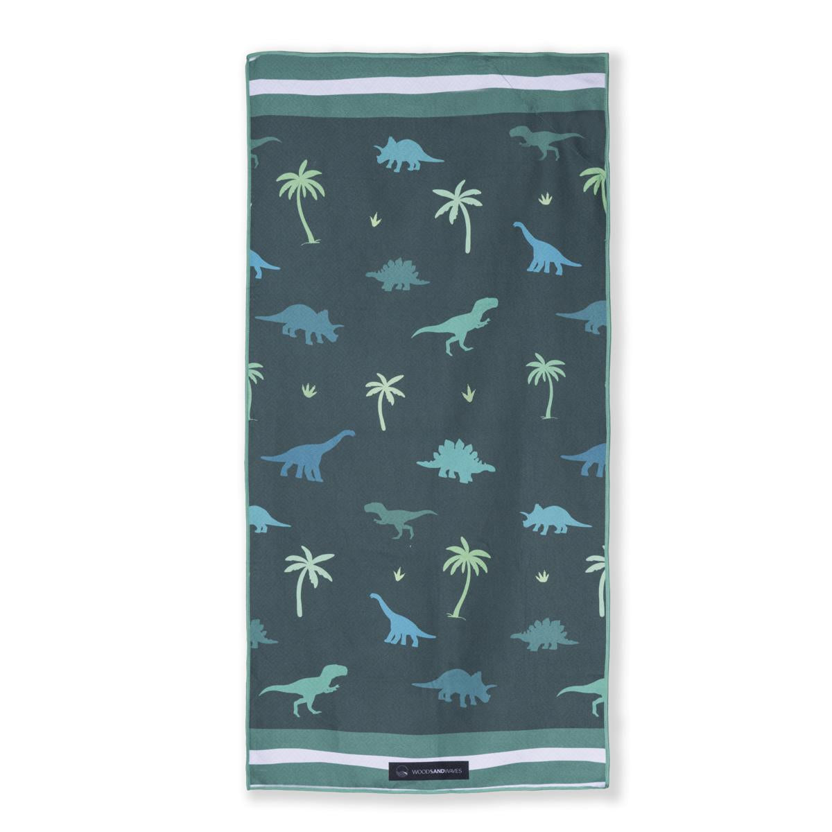 Dino Park - Strandtuch für Kinder - schadstofffrei, schnelltrocknend & sanft zur Haut (140cm x 70cm) - WOODSANDWAVES