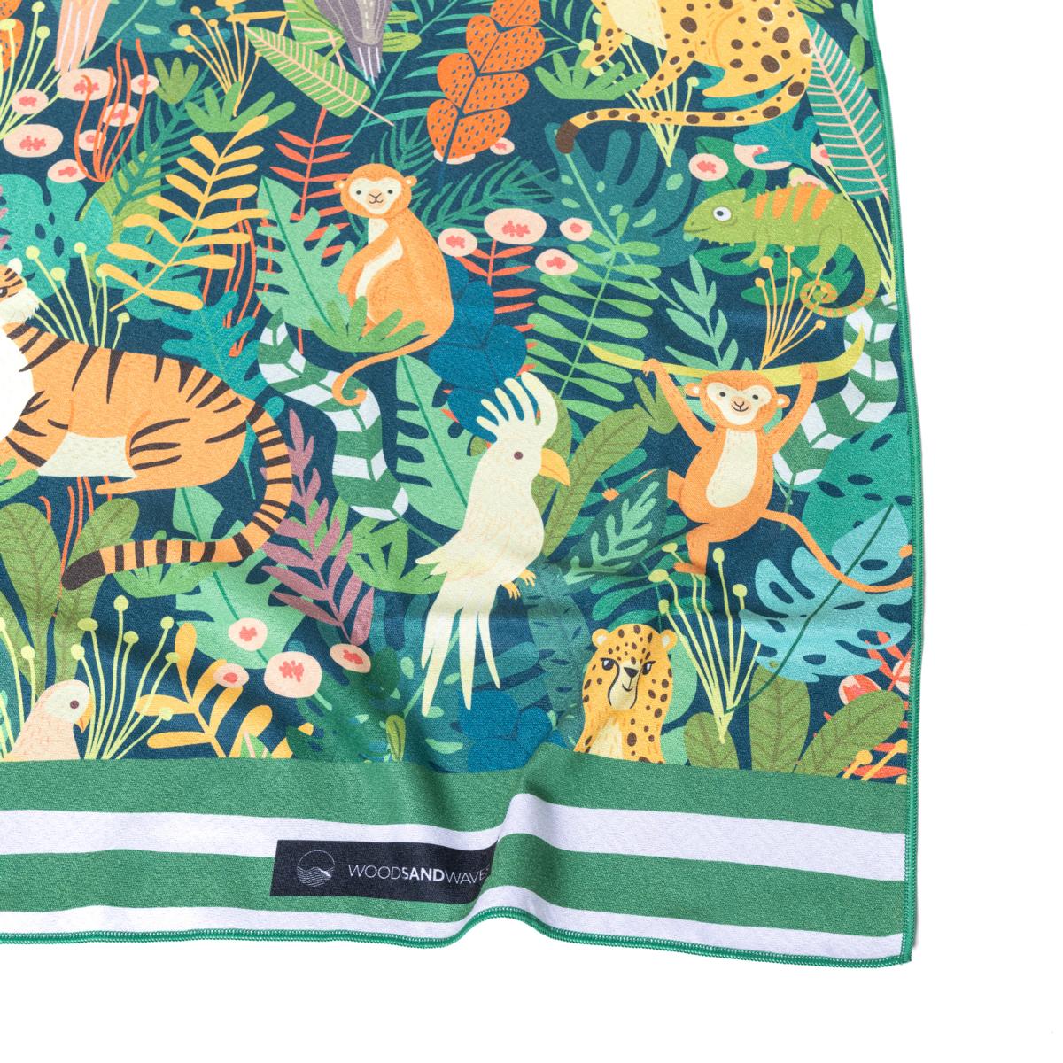 Jungle Tales - Strandtuch für Kinder - schadstofffrei, schnelltrocknend & sanft zur Haut (140cm x 70cm) - WOODSANDWAVES