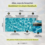 Beautiful Blue - Sandabweisendes Strandtuch mit Geheimfach (180cm x 80cm) - WOODSANDWAVES