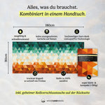 Kaleidoscope Orange - Sandabweisendes Strandtuch mit Geheimfach (180cm x 80cm) - WOODSANDWAVES