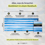 Aqua Stripes - Sandabweisendes Strandtuch mit Geheimfach (180cm x 80cm) - WOODSANDWAVES