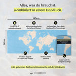 Explorer - Sandabweisendes Strandtuch mit Geheimfach (180cm x 80cm) - WOODSANDWAVES