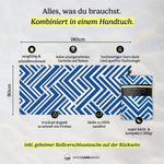 Ocean and Waves - Sandabweisendes Strandtuch mit Geheimfach (180cm x 80cm) - WOODSANDWAVES