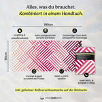 Pink Relaxation - Sandabweisendes Strandtuch mit Geheimfach (180cm x 80cm) - WOODSANDWAVES