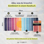 Sunset Stripes - Sandabweisendes Strandtuch mit Geheimfach (180cm x 80cm) - WOODSANDWAVES