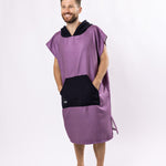 Surf-Poncho Clear Purple - für Frauen & Männer - aus schnelltrocknender und ultra-leichter Mikrofaser - WOODSANDWAVES