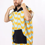 Surf-Poncho Copacabana Yellow - für Frauen & Männer - aus schnelltrocknender und ultra-leichter Mikrofaser - WOODSANDWAVES