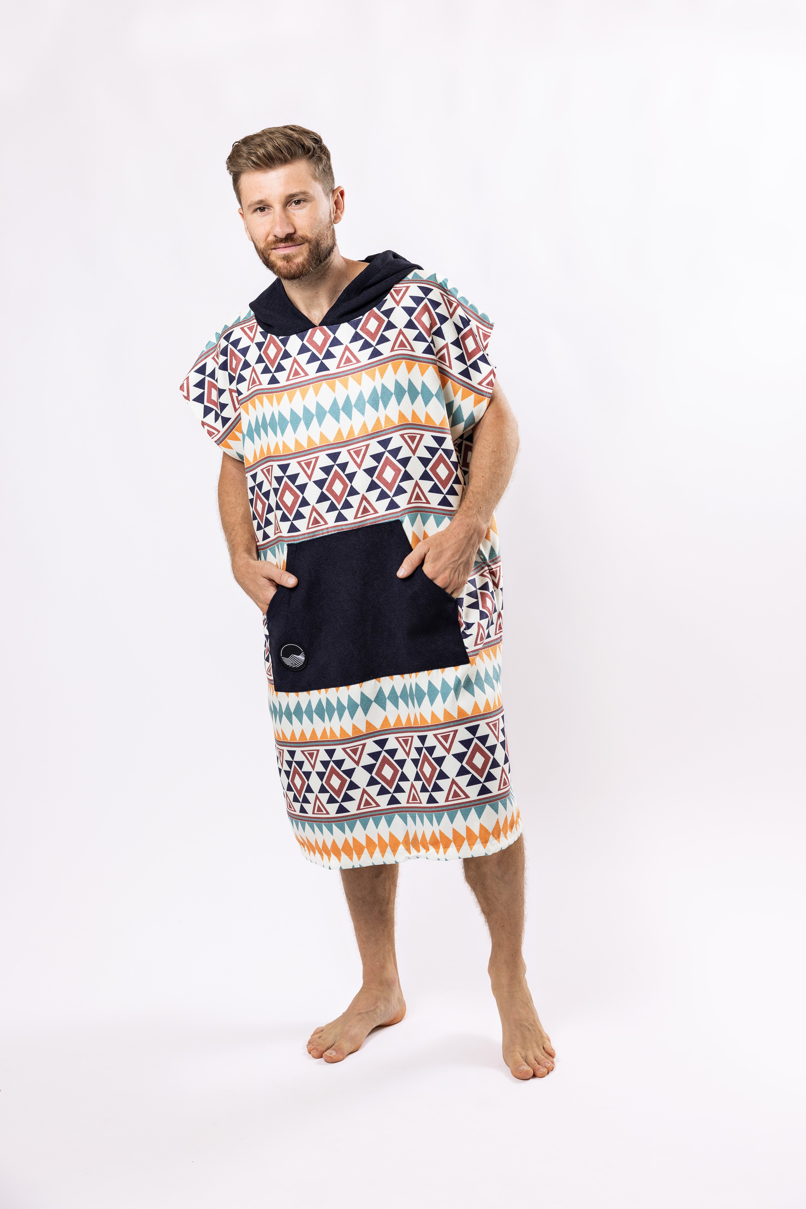 Surf-Poncho Warm Earth - für Frauen & Männer- aus schnelltrocknender und ultra-leichter Mikrofaser - WOODSANDWAVES