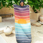 Strandhandtuch für Männer und Frauen - gestreift - schnelltrocknende Mikrofaser- WOODSANDWAVES