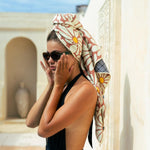 Strandhandtuch mit Blumen Muster - schnelltrocknend & sandabweisend - leicht und kompakt - WOODSANDWAVES