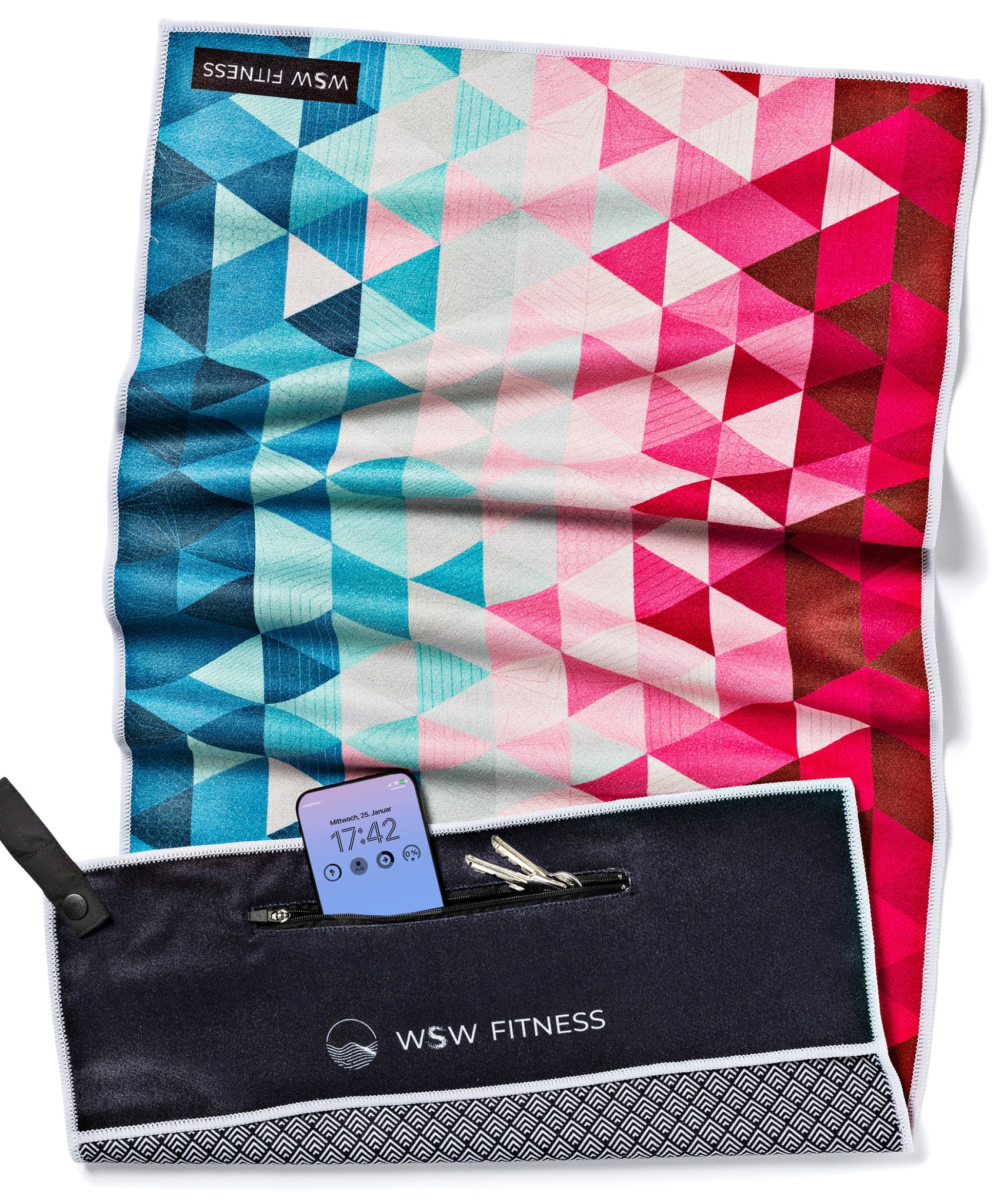 Kaleidoscope - Sporthandtuch mit Magnet & Zipper-Tasche - WOODSANDWAVES