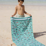 Ship Ahoy - Strandtuch für Kinder - schadstofffrei, schnelltrocknend  & sanft zur Haut (140cm x 70cm) - WOODSANDWAVES