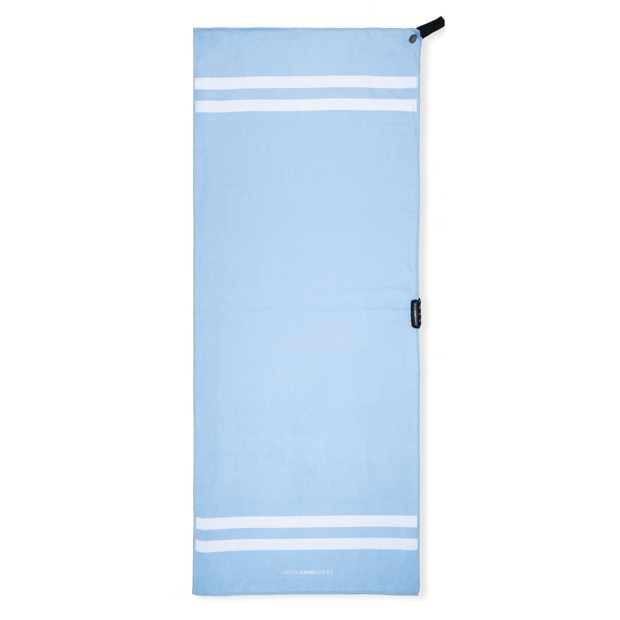 Stripes Airy Blue - Sporthandtuch mit Magnet & Zipper-Tasche - WOODSANDWAVES