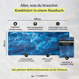Wild Ocean - Zandbestendig strandlaken met geheim vak (180 cm x 80 cm) 