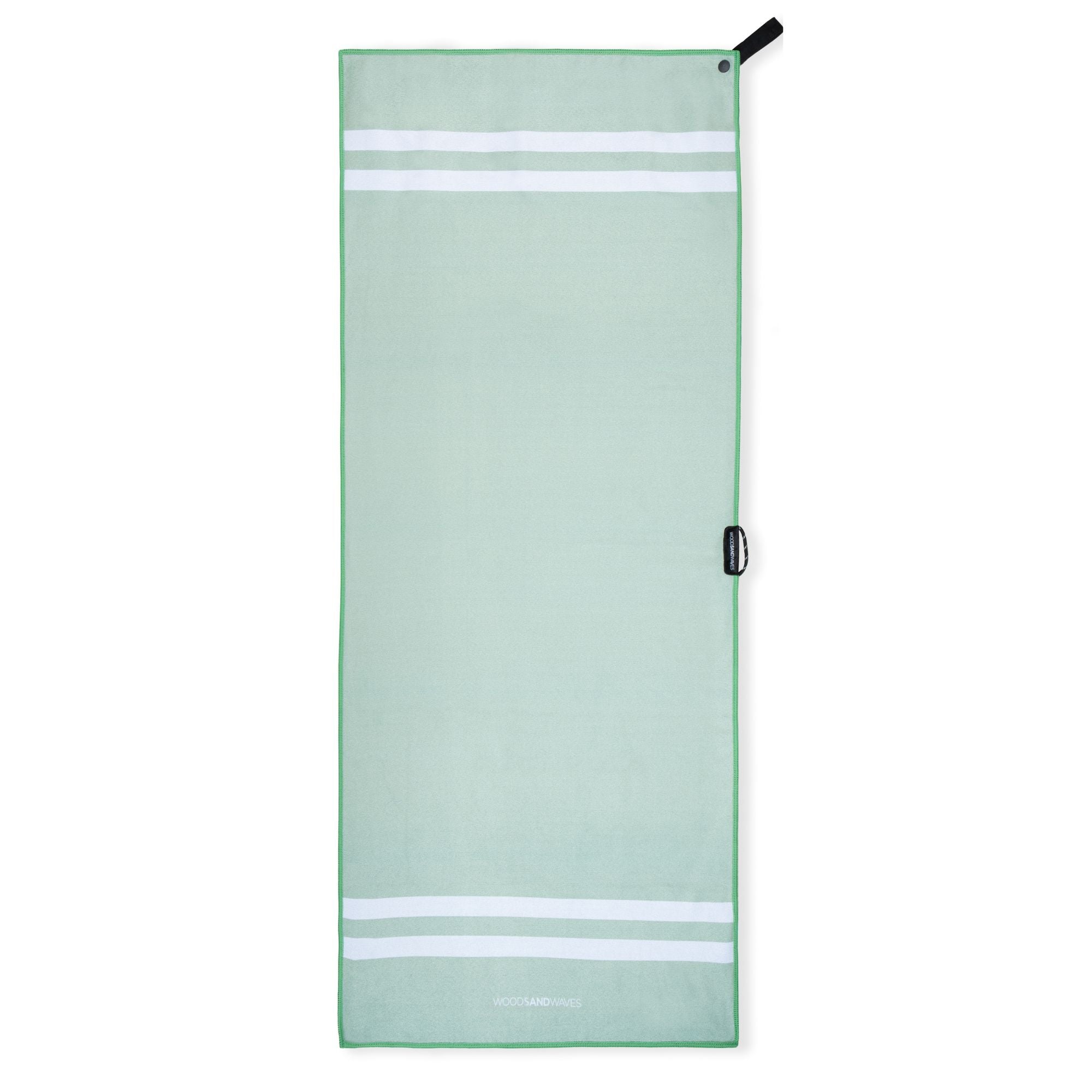 Stripes Green Matcha - Sporthandtuch mit Magnet & Zipper-Tasche - WOODSANDWAVES