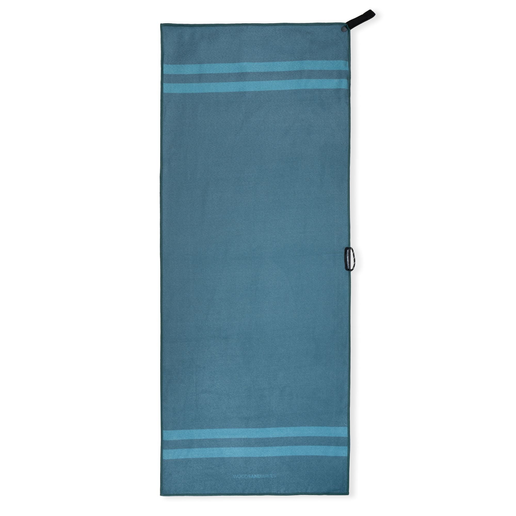 Stripes Teal - Sporthandtuch mit Magnet & Zipper-Tasche - WOODSANDWAVES