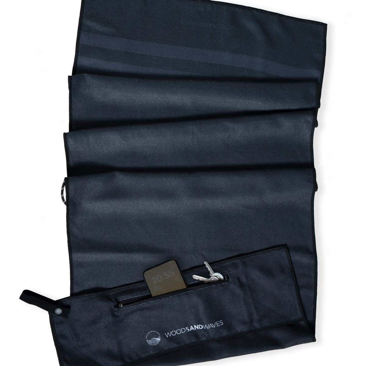 Stripes Phantom - Sporthandtuch mit Magnet & Zipper-Tasche - WOODSANDWAVES