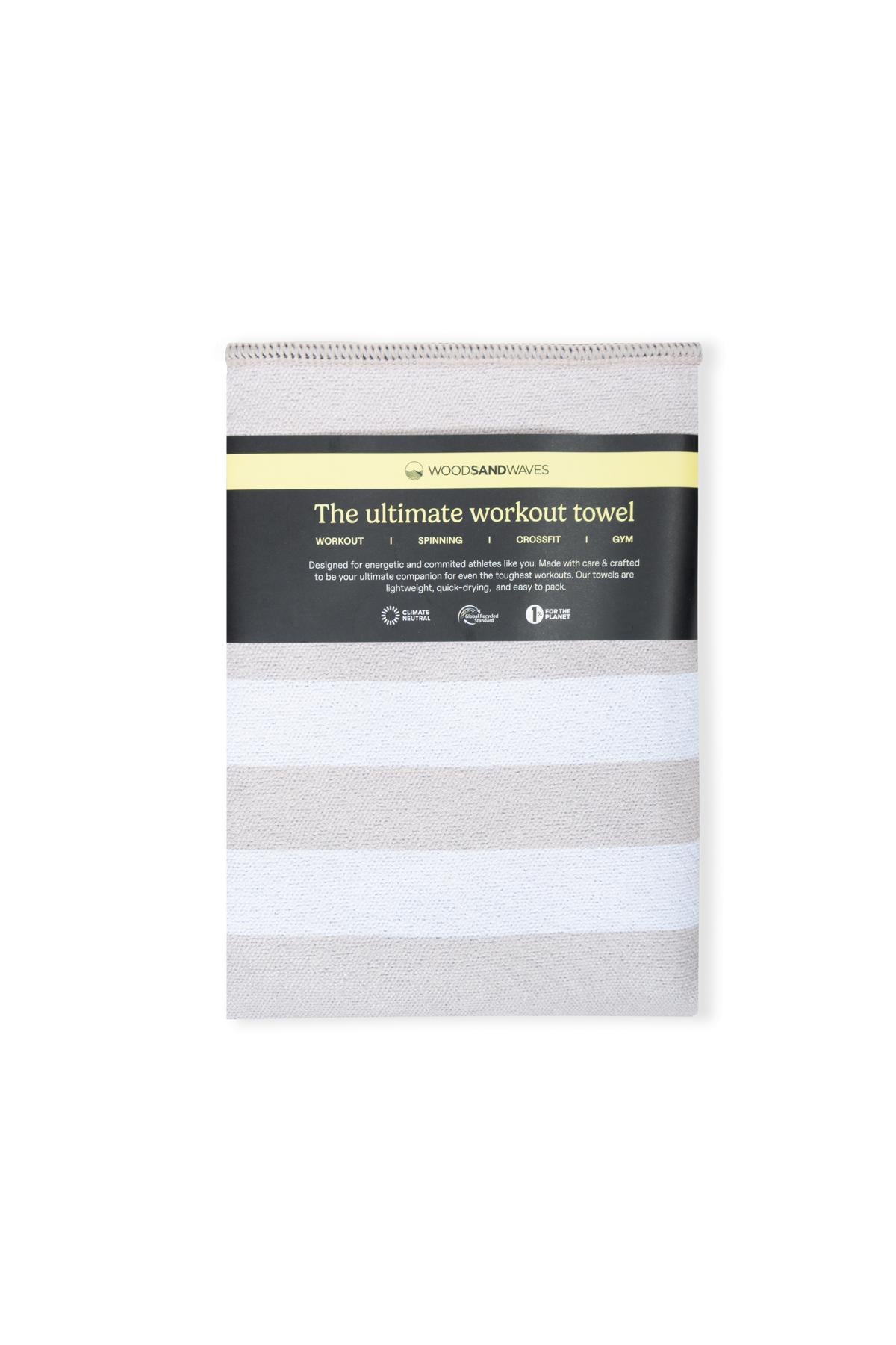 Stripes Moonbeam - Sporthandtuch mit Magnet & Zipper-Tasche - WOODSANDWAVES