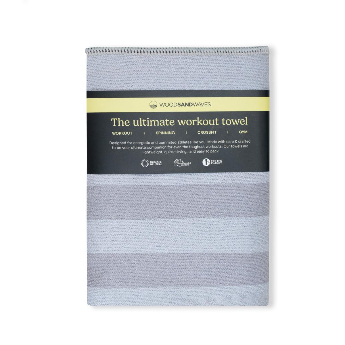 Stripes Glacier Grey - Sporthandtuch mit Magnet & Zipper-Tasche - WOODSANDWAVES