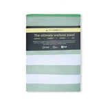 Stripes Green Matcha - Sporthandtuch mit Magnet & Zipper-Tasche - WOODSANDWAVES