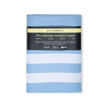 Stripes Airy Blue - Sporthandtuch mit Magnet & Zipper-Tasche - WOODSANDWAVES