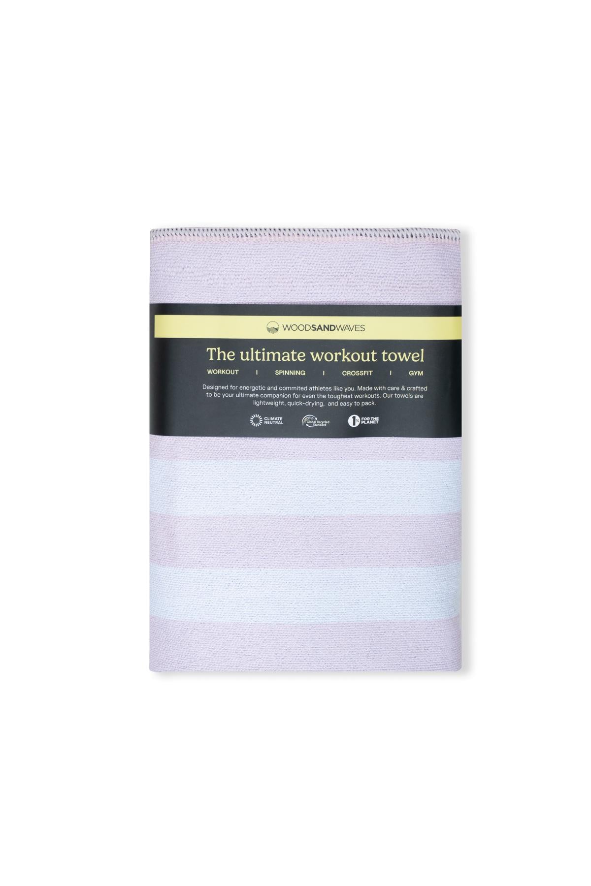 Stripes Pink Marshmallow - Sporthandtuch mit Magnet & Zipper-Tasche - WOODSANDWAVES